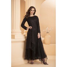 CTL-173 BLACK  NET FULLY EMBROIDERED MAXI STYLE READY MADE SUIT 